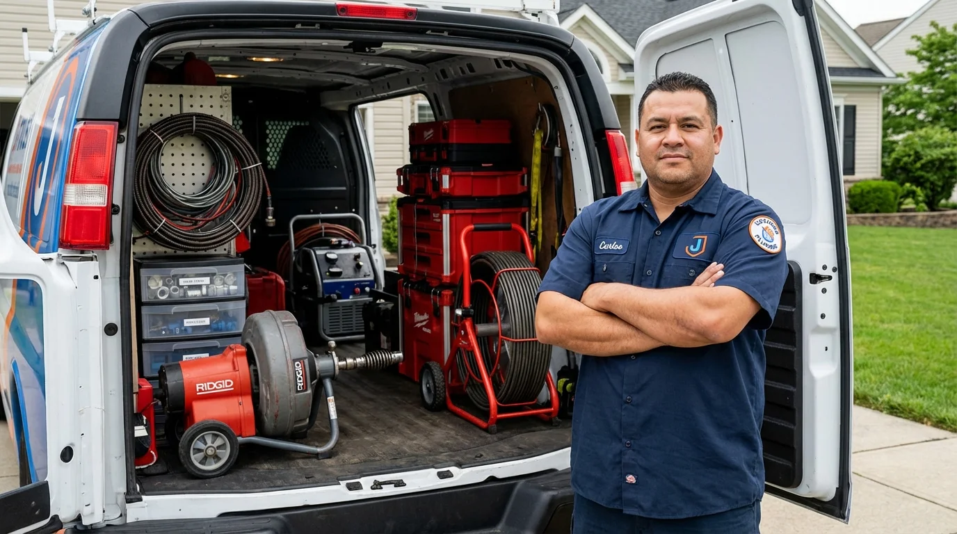 Professional drain cleaning equipment and Johns Plumbing LLC plumber in Smithfield